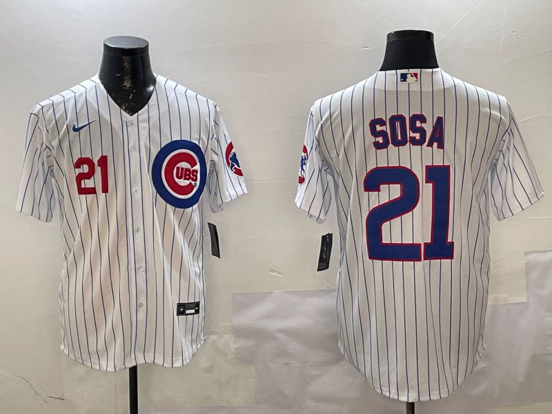 Men Chicago Cubs #21 Sosa White Stripe Game 2025 Nike MLB Jersey style 2
